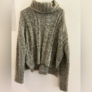 Forever 21 Green Turtle Neck Cable Knit Sweater Size L Y2K